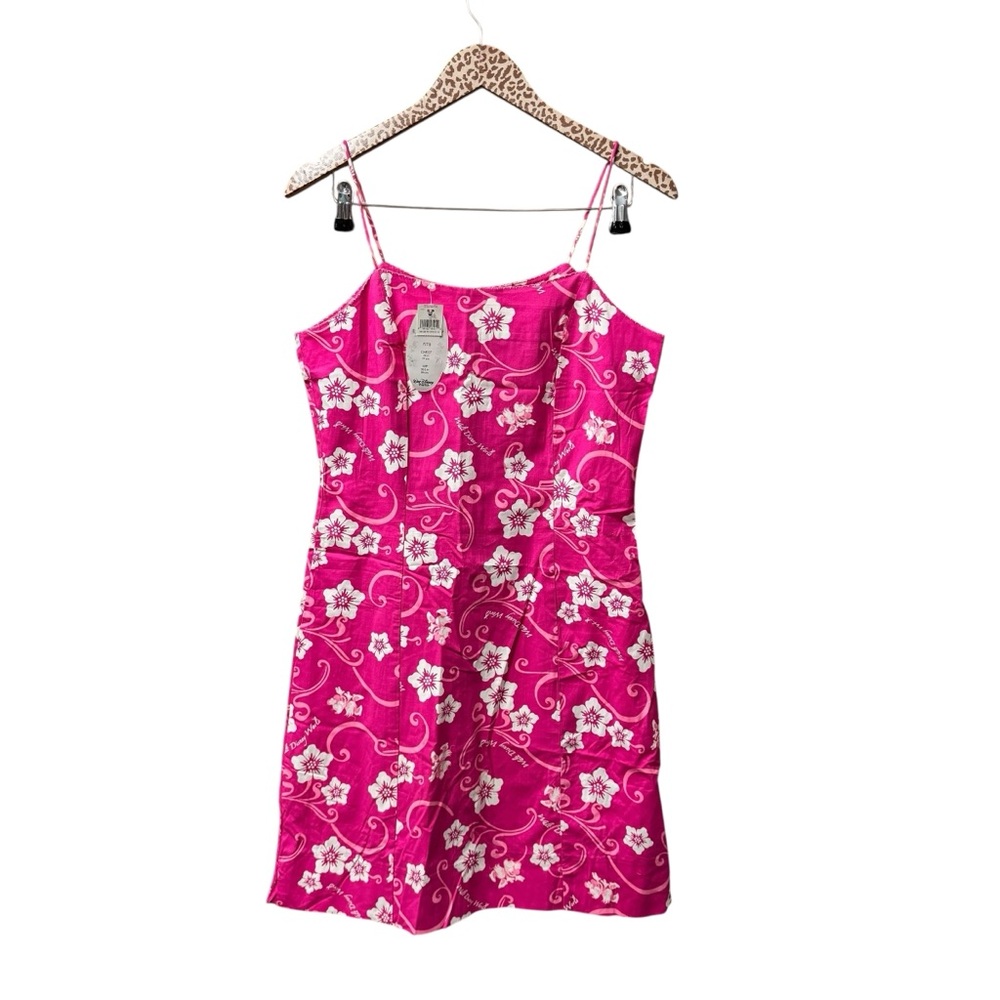 WDW Walt Disney World Vintage Sleeveless Tropical Floral Mini Dress Pink 10 NEW